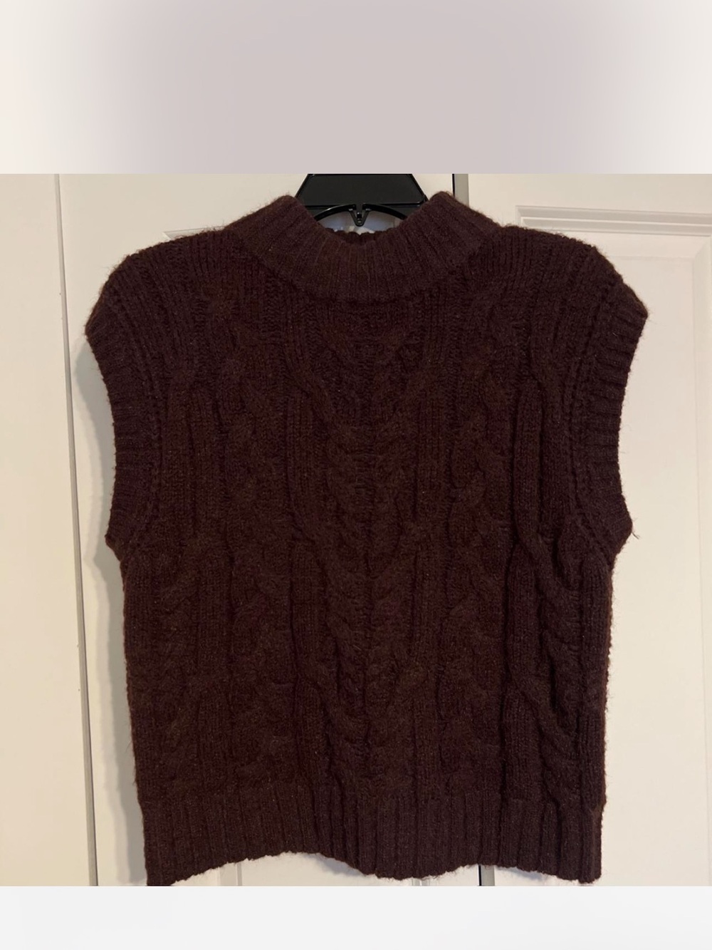 a new day Cable Knit Sleeveless Turtleneck Vest - Dark Brown